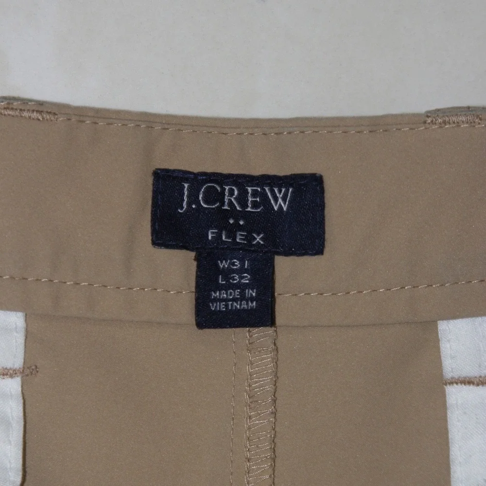 J‎ Crew Flex Slim Chino Pants Mens W31 L32 Tan Khaki Stretch Casual Workwear